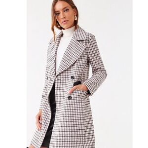 Forever 21 Black and White Checkered Trench Coat